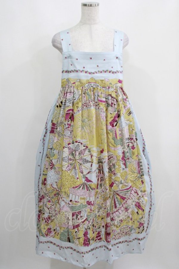 画像1: Jane Marple / La fete foraineエプロンドレス  サックス H-25-03-31-007-JM-OP-KB-ZH (1)