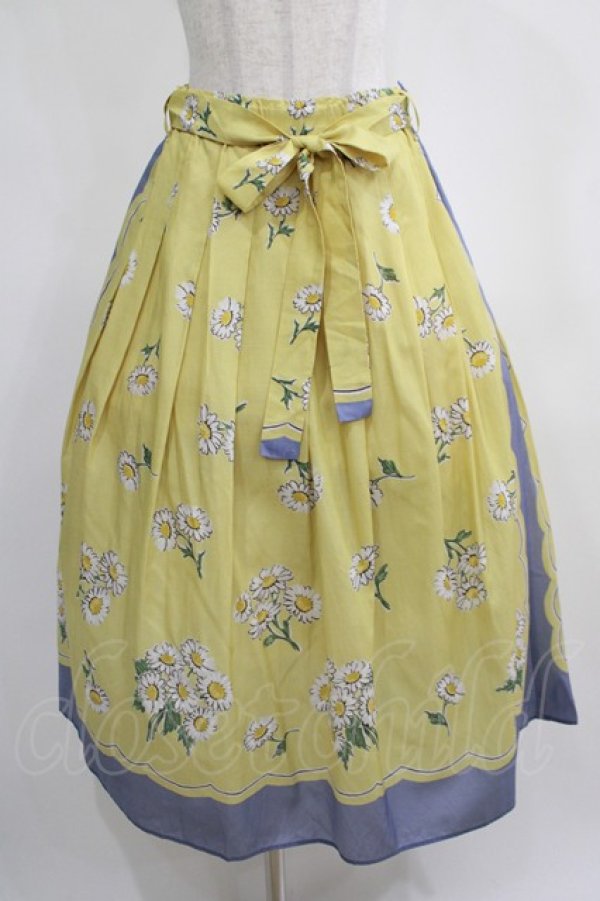 画像1: Jane Marple / Miss Daisyのタックスカート  イエロー×ラベンダー H-25-03-31-011-JM-SK-KB-ZH (1)