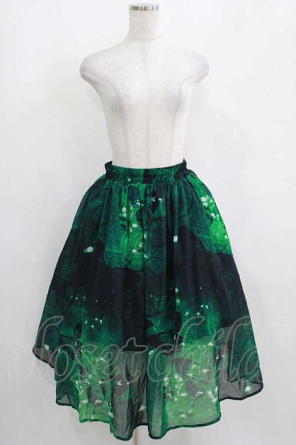画像4: NieR Clothing / GREEN BUTTERFLY SHEER SKIRT  グリーン H-25-03-31-013-PU-SK-KB-ZH (4)
