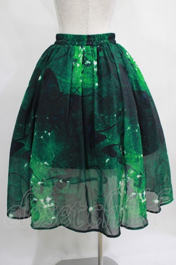 画像3: NieR Clothing / GREEN BUTTERFLY SHEER SKIRT  グリーン H-25-03-31-013-PU-SK-KB-ZH (3)