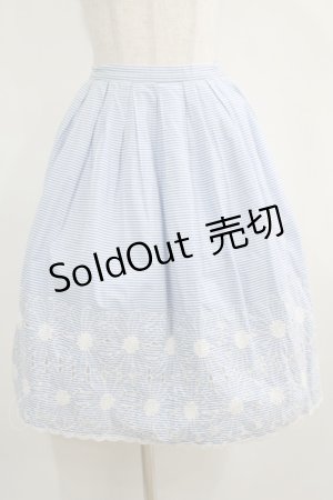 画像: Emily Temple cute / フラワーカットワークボーダースカート  サックス H-25-03-31-016-ET-SK-KB-ZH