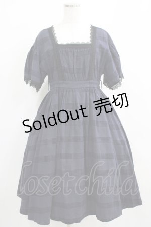 画像: Sheglit / "Cosette"チェックワンピース M 紺 H-25-03-31-003-EL-OP-KB-ZH
