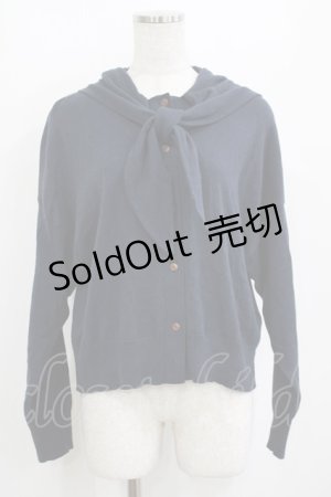 画像: Jane Marple Dans Le Salon / Cotton cashmere bow ribbon hoodie  ネイビー H-25-04-01-027-JM-TO-KB-ZH