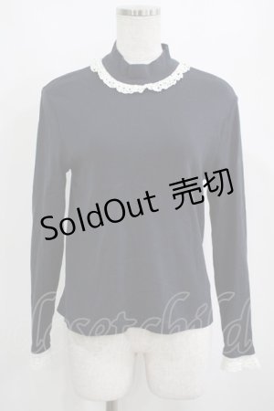 画像: Jane Marple / Royal-fraise lace-trim pullover  ネイビー×アイボリー H-25-04-01-029-JM-OP-KB-ZH