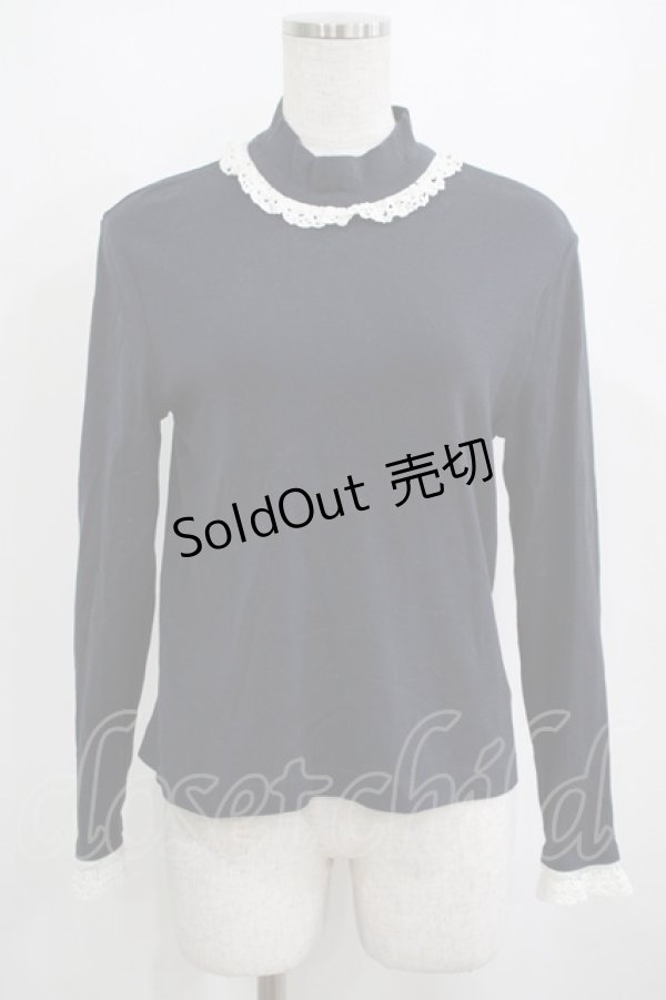 画像1: Jane Marple / Royal-fraise lace-trim pullover  ネイビー×アイボリー H-25-04-01-029-JM-OP-KB-ZH (1)