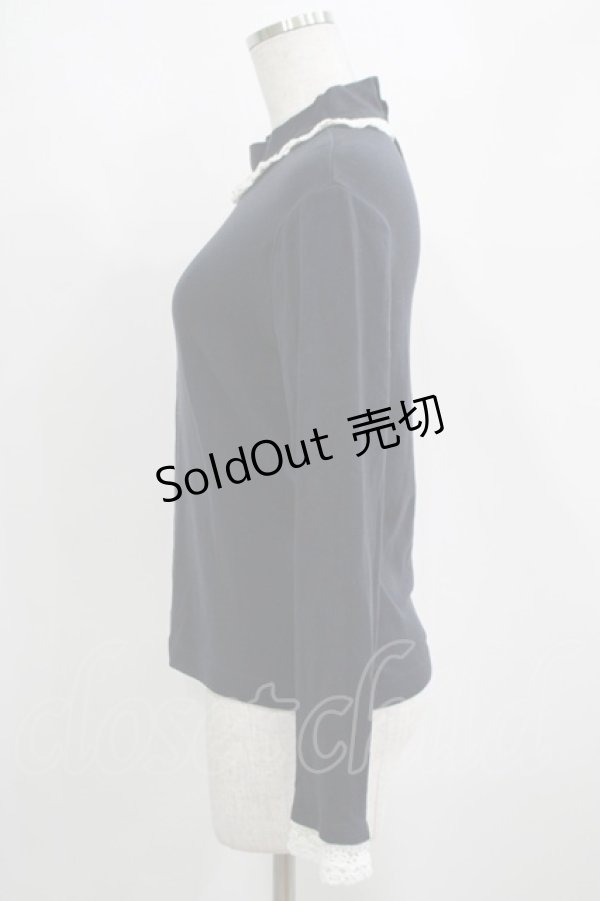 画像2: Jane Marple / Royal-fraise lace-trim pullover  ネイビー×アイボリー H-25-04-01-029-JM-OP-KB-ZH (2)