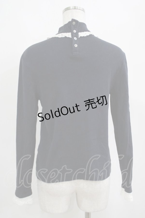 画像3: Jane Marple / Royal-fraise lace-trim pullover  ネイビー×アイボリー H-25-04-01-029-JM-OP-KB-ZH (3)