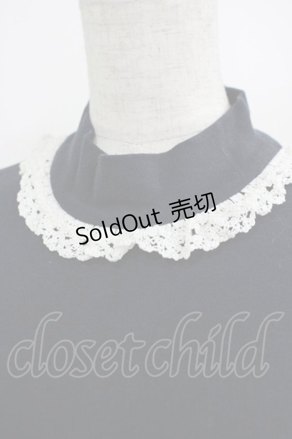 画像4: Jane Marple / Royal-fraise lace-trim pullover  ネイビー×アイボリー H-25-04-01-029-JM-OP-KB-ZH (4)
