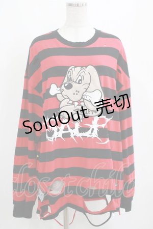 画像: GALFY / ビリビリボーダーロンTEE 中型犬(L) 赤 H-25-04-01-030-PU-TO-KB-ZH