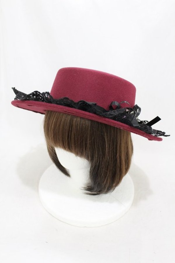 画像1: axes femme / 巻きバラレースカンカン帽  ワイン H-25-04-01-1007-AX-AC-NS-ZH (1)
