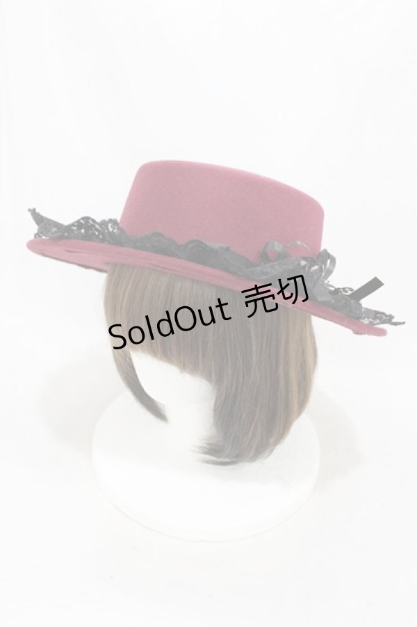 画像1: axes femme / 巻きバラレースカンカン帽  ワイン H-25-04-01-1007-AX-AC-NS-ZH (1)