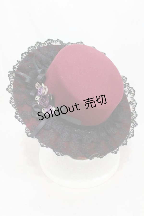 画像2: axes femme / 巻きバラレースカンカン帽  ワイン H-25-04-01-1007-AX-AC-NS-ZH (2)