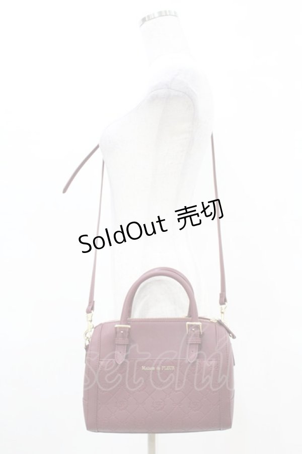 画像1: Maison de FLEUR / モノグラムポケットボストンショルダーバッグ  ワイン H-25-04-01-1014-LO-BG-NS-ZH (1)