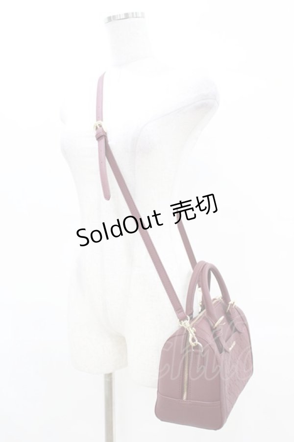 画像2: Maison de FLEUR / モノグラムポケットボストンショルダーバッグ  ワイン H-25-04-01-1014-LO-BG-NS-ZH (2)