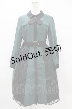 画像: axes femme / 配色シャツワンピース M グリーン H-25-04-01-1023-AX-OP-NS-ZH