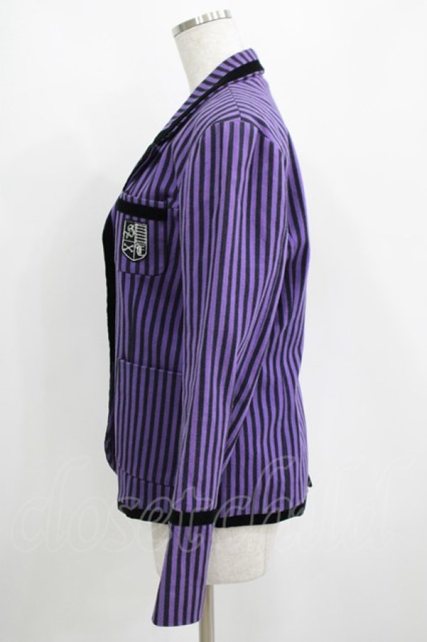 画像2: STIGMATA / Stripe School Jacket  パープル×ブラック H-25-04-01-011-GO-JA-KB-ZT439 (2)