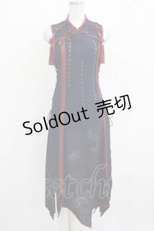 画像: Ozz oneste / タッセル付チャイナZIPジレワンピース  ネイビー H-25-04-01-022-OO-OP-KB-ZH