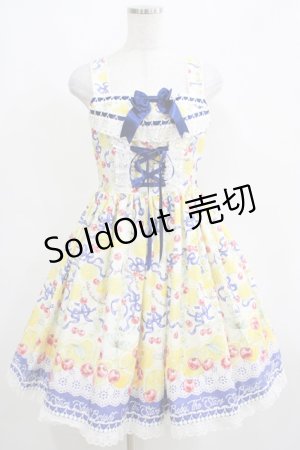 画像: BABY,THE STARS SHINE BRIGHT / Cheerful Lemon柄ジャンパースカートI Free 生成り×紺 H-25-04-02-001-BA-OP-NS-ZH