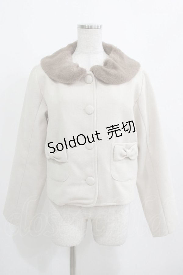 画像1: m petit by misako / ファー襟ショートコート M オフ H-25-04-02-032-LO-CO-NS-ZH (1)