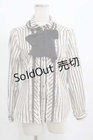 画像: axes femme / レジメンタルストライプリボンブラウス M アイボリー H-25-04-02-036-AX-BL-NS-ZH