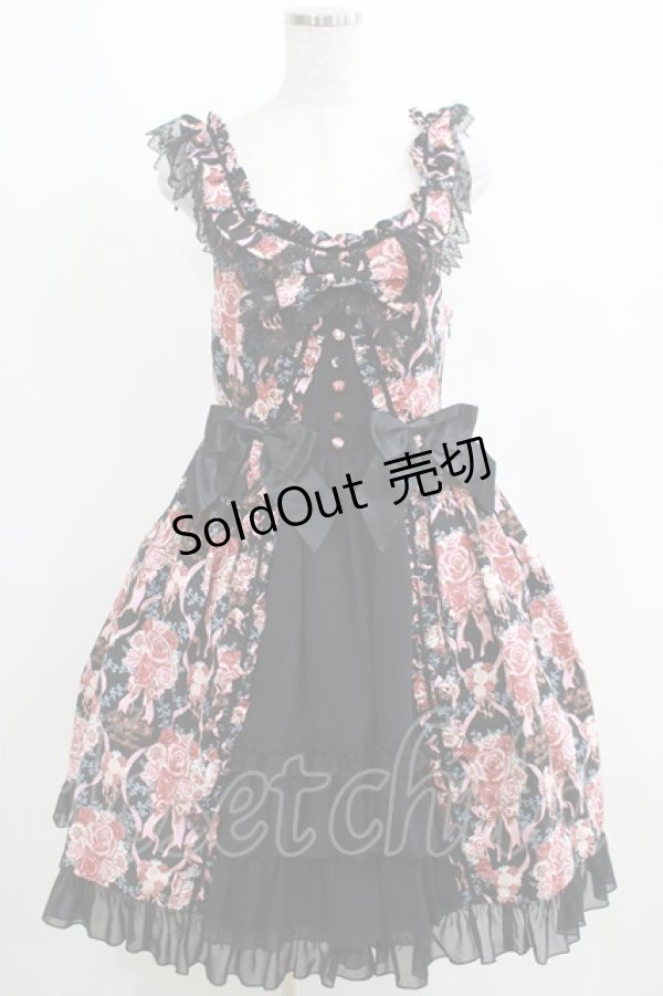 画像1: BABY,THE STARS SHINE BRIGHT / Pearl Bouquet柄ジャンパースカートII型 Free ブラック H-25-04-02-004-BA-OP-NS-ZH (1)