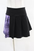 画像1: KILL STAR / CATTLE PLEATED SKIRT L ブラック/ライラックタータン H-25-04-02-1006-SL-SK-KB-ZH (1)