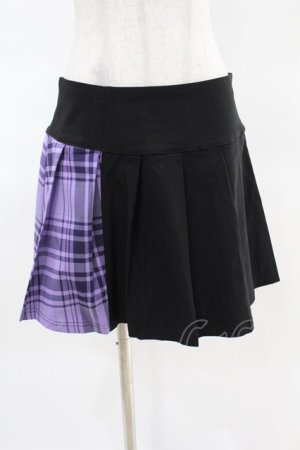 画像: KILL STAR / CATTLE PLEATED SKIRT M ブラック/ライラックタータン H-25-04-02-1007-SL-SK-KB-ZH