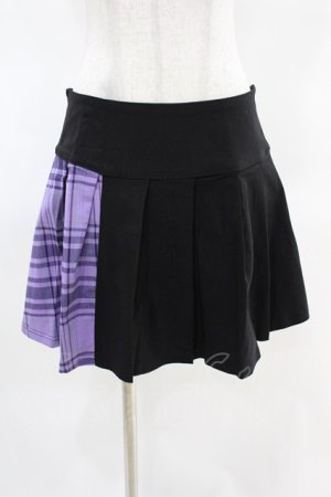 画像: KILL STAR / CATTLE PLEATED SKIRT M ブラック/ライラックタータン H-25-04-02-1009-SL-SK-KB-ZH