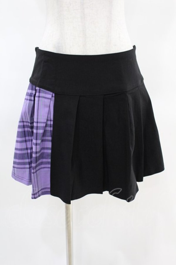 画像1: KILL STAR / CATTLE PLEATED SKIRT M ブラック/ライラックタータン H-25-04-02-1009-SL-SK-KB-ZH (1)
