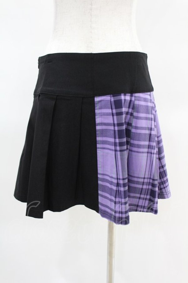 画像2: KILL STAR / CATTLE PLEATED SKIRT M ブラック/ライラックタータン H-25-04-02-1009-SL-SK-KB-ZH (2)