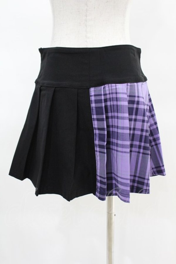 画像2: KILL STAR / CATTLE PLEATED SKIRT S ブラック/ライラックタータン H-25-04-02-1010-SL-SK-KB-ZH (2)