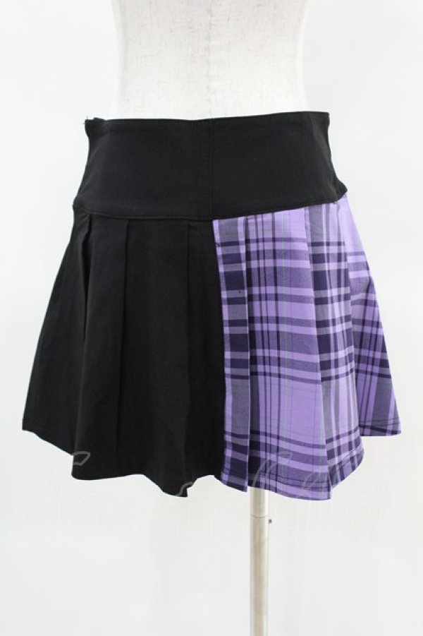 画像2: KILL STAR / CATTLE PLEATED SKIRT S ブラック/ライラックタータン H-25-04-02-1011-SL-SK-KB-ZH (2)