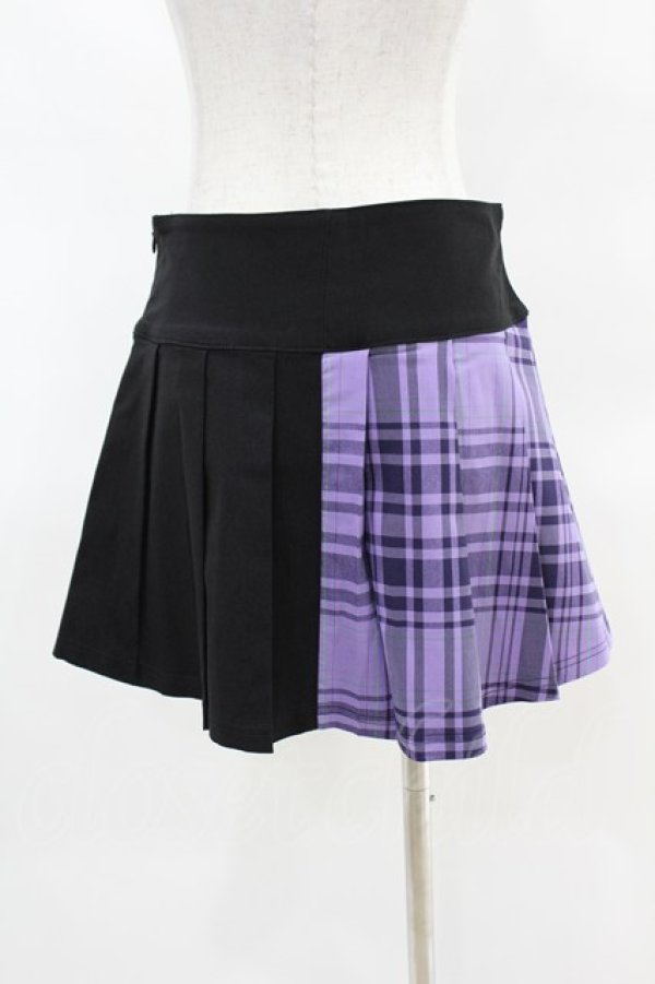 画像2: KILL STAR / CATTLE PLEATED SKIRT S ブラック/ライラックタータン H-25-04-02-1013-SL-SK-KB-ZH (2)
