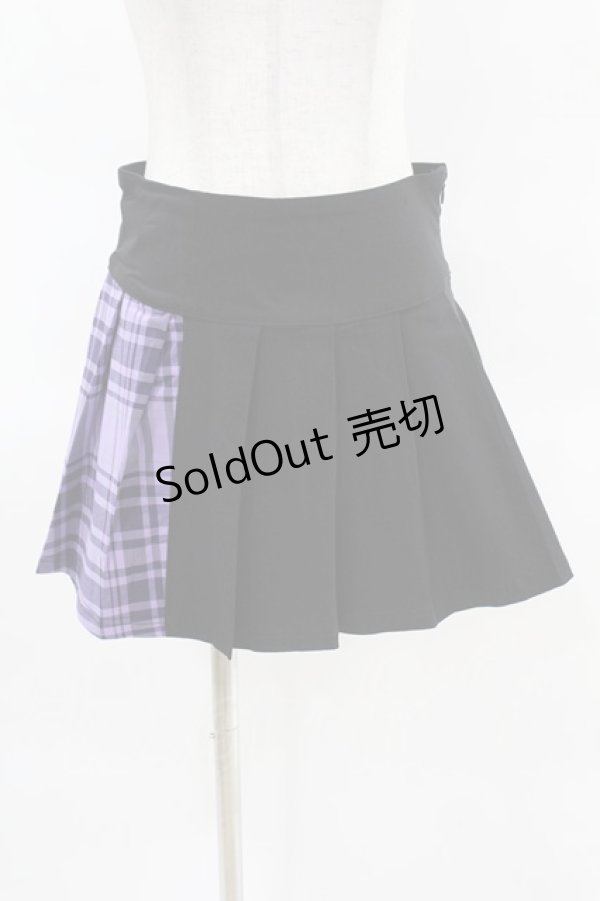 画像1: KILL STAR / CATTLE PLEATED SKIRT XS ブラック/ライラックタータン H-25-04-02-1016-SL-SK-KB-OS (1)