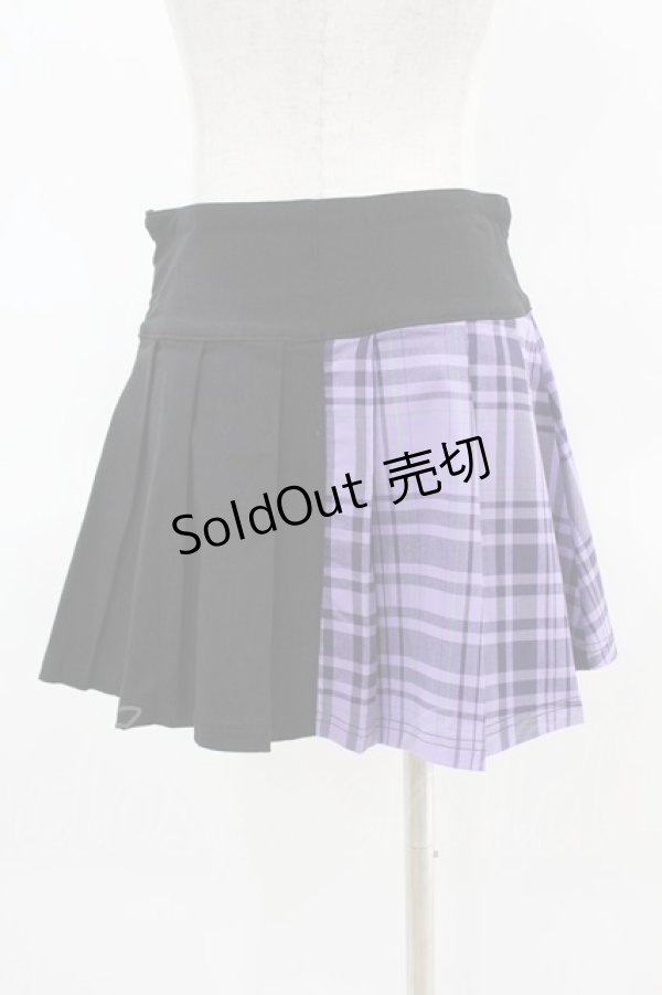 画像2: KILL STAR / CATTLE PLEATED SKIRT XS ブラック/ライラックタータン H-25-04-02-1016-SL-SK-KB-OS (2)