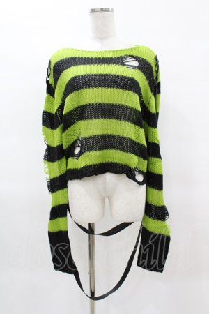 画像: KILL STAR / SLUGS N' SNAILS KNIT SWEATER L 黒×黄緑 H-25-04-02-1046-SL-TO-KB-ZH