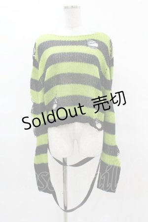 画像: KILL STAR / SLUGS N' SNAILS KNIT SWEATER L 黒×黄緑 H-25-04-02-1046-SL-TO-KB-ZH