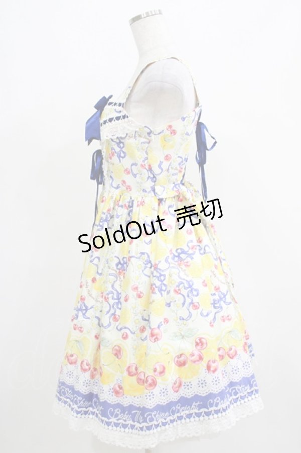 画像2: BABY,THE STARS SHINE BRIGHT / Cheerful Lemon柄ジャンパースカートI Free 生成り×紺 H-25-04-02-001-BA-OP-NS-ZH (2)