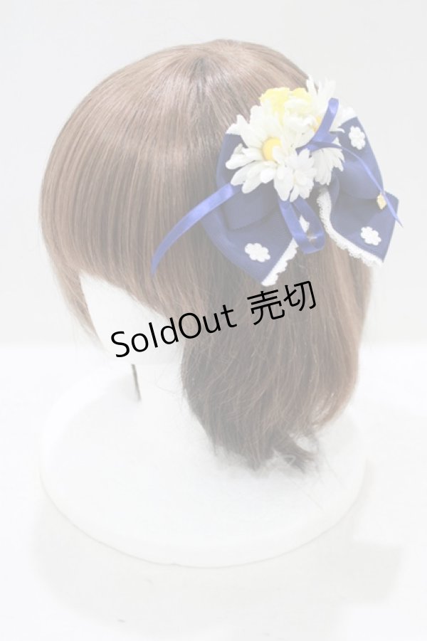 画像1: BABY,THE STARS SHINE BRIGHT / Cheerful Flowerリボンバレッタ  ネイビー H-25-04-02-065-BA-AC-NS-ZH (1)