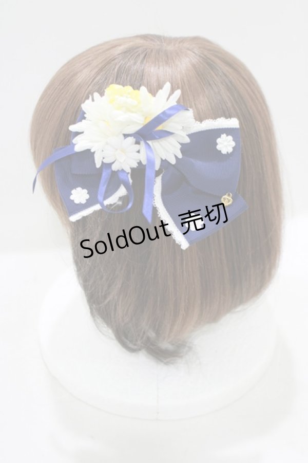 画像2: BABY,THE STARS SHINE BRIGHT / Cheerful Flowerリボンバレッタ  ネイビー H-25-04-02-065-BA-AC-NS-ZH (2)