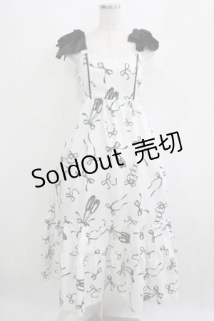 画像: axes femme / トゥシューズ柄リボン付ワンピース Free オフ H-25-04-02-016-AX-OP-NS-ZH