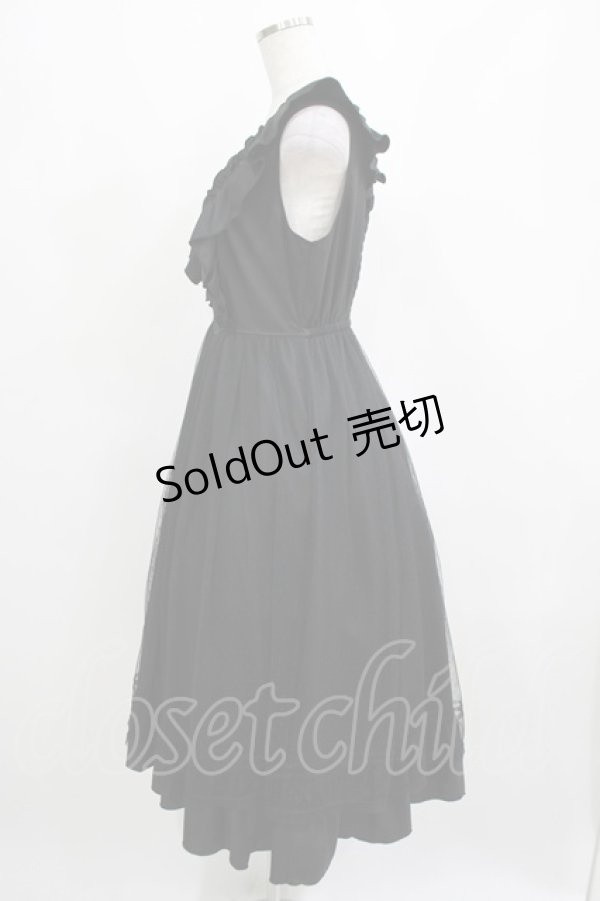 画像2: axes femme POETIQUE / トランプ刺繍エプロン風ワンピース M ブラック H-25-04-02-017-AX-OP-NS-ZH (2)