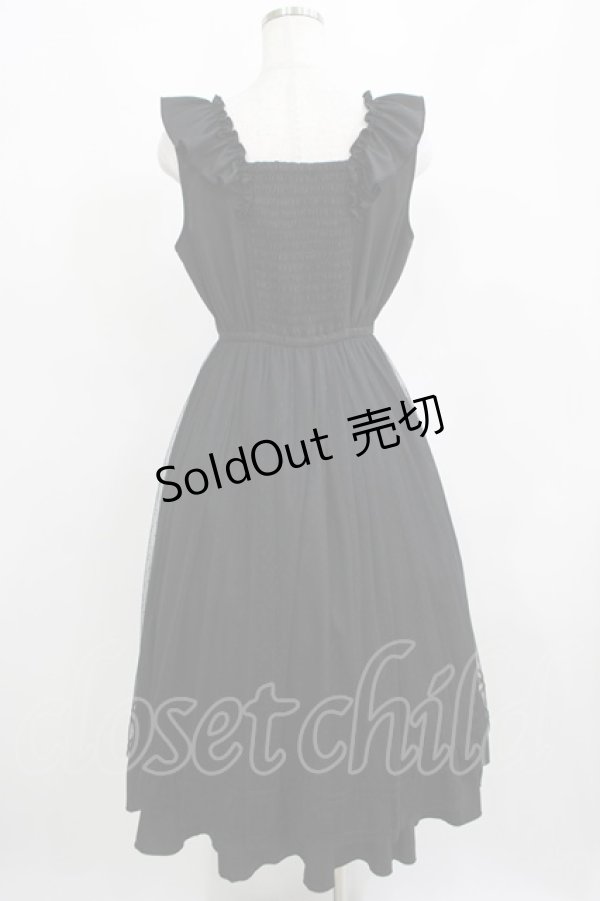 画像3: axes femme POETIQUE / トランプ刺繍エプロン風ワンピース M ブラック H-25-04-02-017-AX-OP-NS-ZH (3)