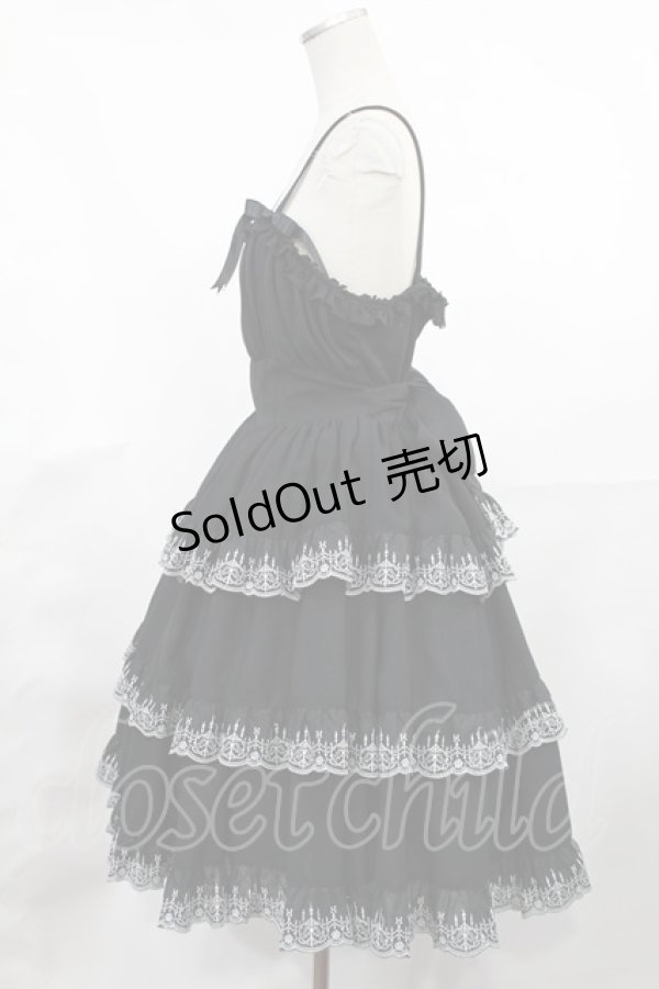 画像2: Moi-meme-Moitie / シャンデリアアレース3段ティアードジャンパースカート  ブラック×シルバー H-25-07-17-1009-MO-OP-KB-ZH (2)