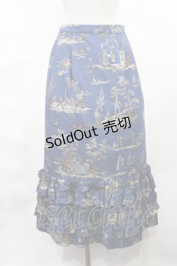 画像1: Jane Marple Dans Le Salon / Playful garden frill hem skirt  steel blue H-25-04-03-1016-JM-SK-KB-ZH (1)