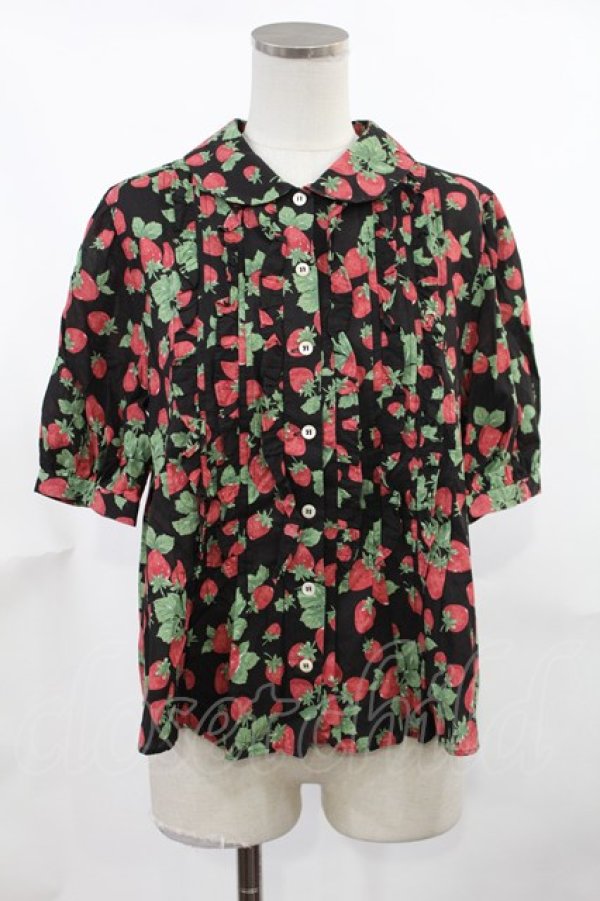 画像1: Jane Marple / Strawberry gardenブラウス  ブラック H-25-04-03-1028-JM-BL-KB-ZH (1)