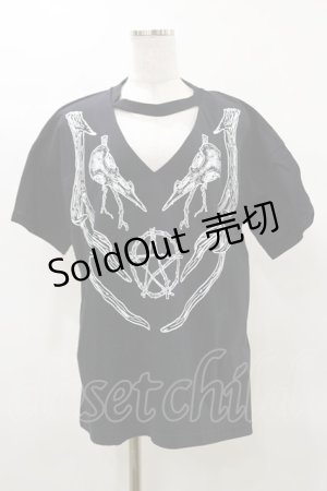 画像: Restyle / Black pagan tshirt with choker Antlers Top XXL ブラック H-25-04-03-011-GO-TO-KB-OS