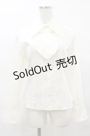 画像: Moi-meme-Moitie / 燭台刺繍タイ付ストライプブラウス  オフ白 H-25-04-03-025-MO-BL-KB-ZH