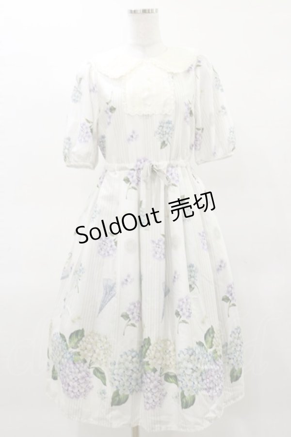 画像1: Melody BasKet / 紫陽花のピューリタンカラーワンピース M アイボリー H-25-04-03-036-LO-OP-KB-ZH (1)