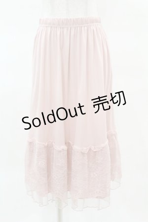 画像: axes femme / 繊細レースミディ丈ペチスカート M ピンク H-25-04-04-1039-AX-SK-NS-ZH
